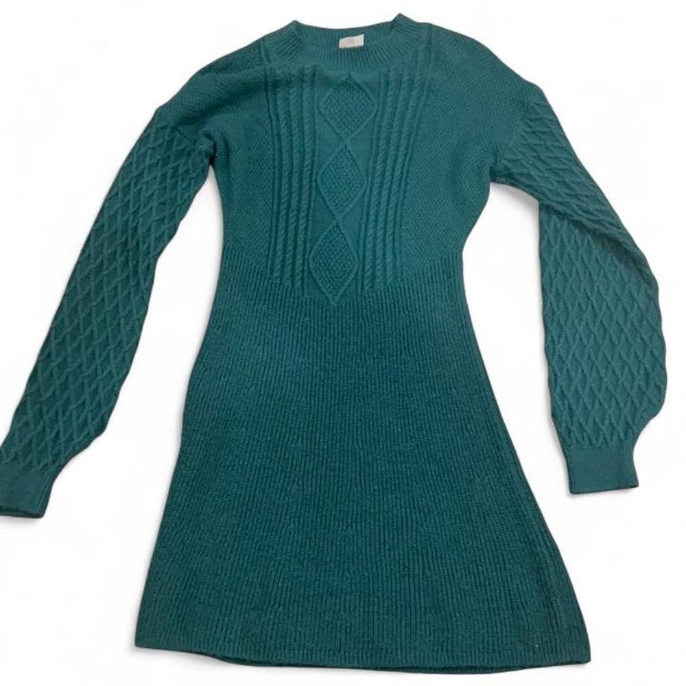 Abercrombie & Fitch Kids 13/14 green sweater dress with diamond and ribbed knit